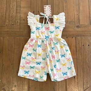 Serendipity butterfly flutter eyelet romper nwt